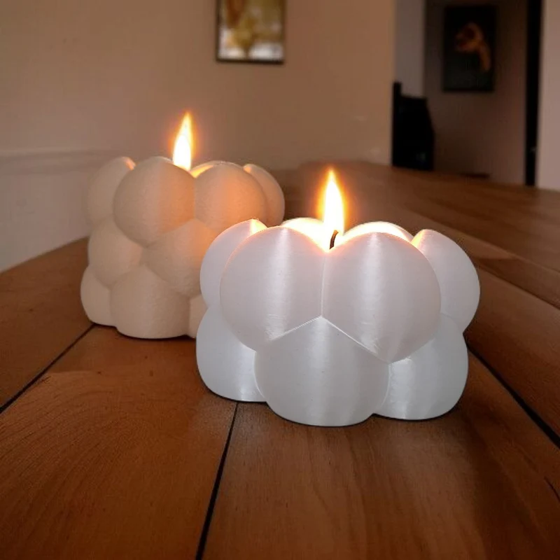 Ensemble de deux bougeoirs chauffe-plat en forme de bulle