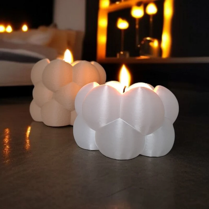 Ensemble de deux bougeoirs chauffe-plat en forme de bulle