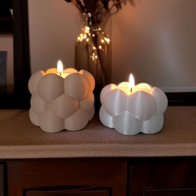 Ensemble de deux bougeoirs chauffe-plat en forme de bulle