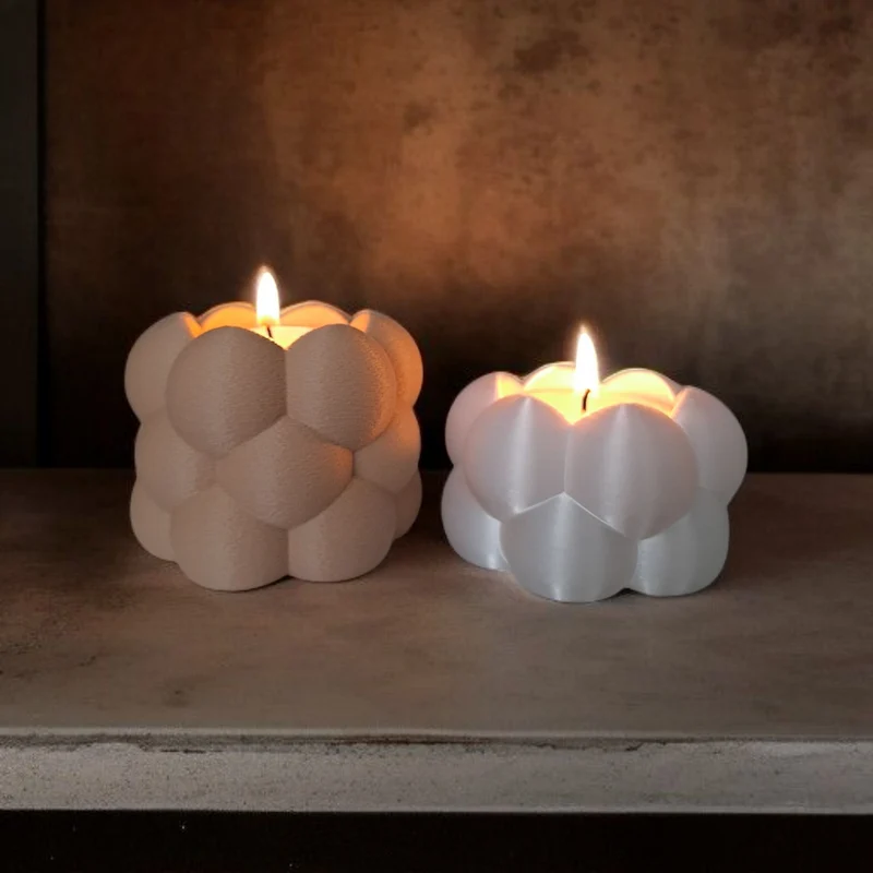 Ensemble de deux bougeoirs chauffe-plat en forme de bulle