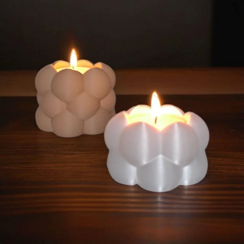 Ensemble de deux bougeoirs chauffe-plat en forme de bulle