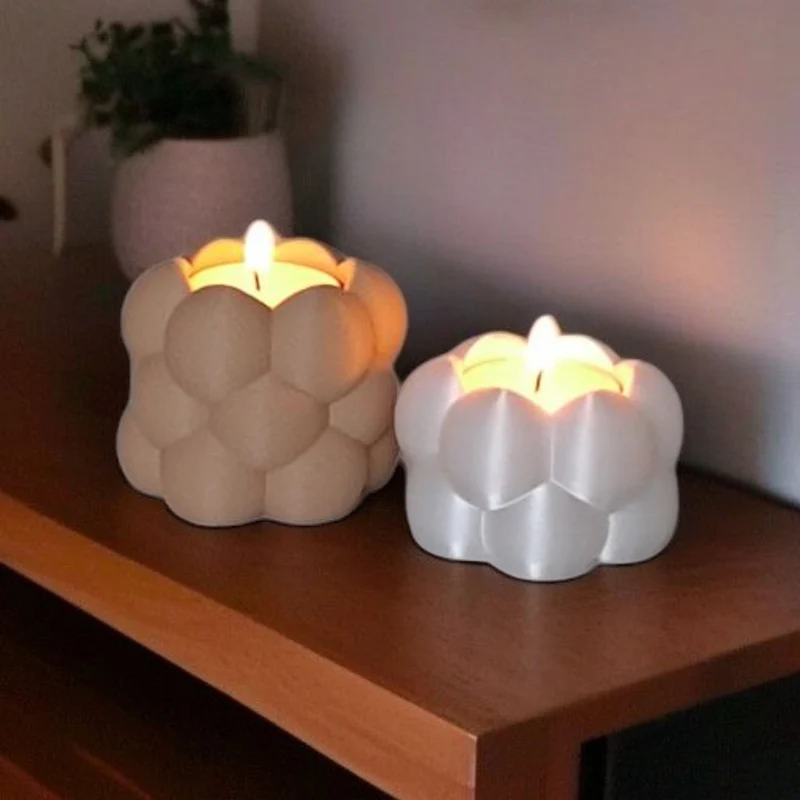 Ensemble de deux bougeoirs chauffe-plat en forme de bulle