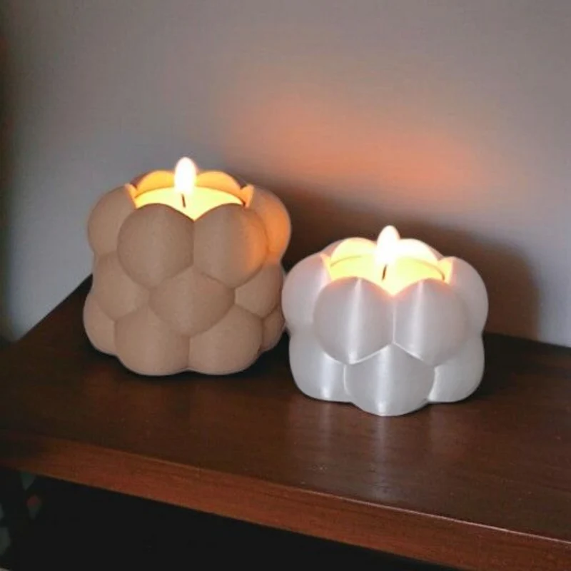 Ensemble de deux bougeoirs chauffe-plat en forme de bulle
