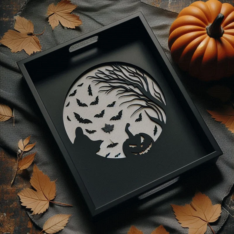Plateau à bonbons décoratif d'Halloween avec poignée pratique