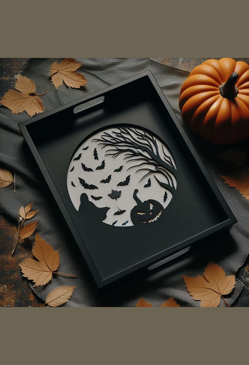 Plateau à bonbons décoratif d'Halloween avec poignée pratique