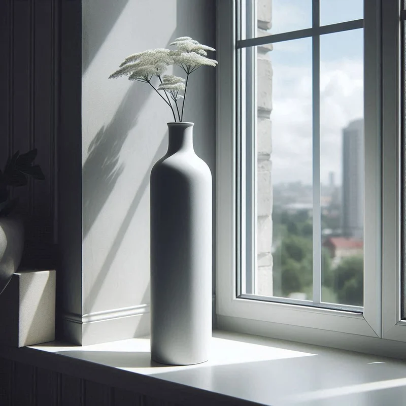 Vase tube minimaliste avec un design élégant en col de bouteille
