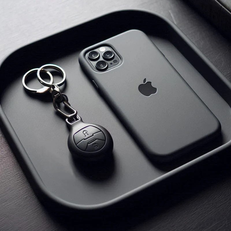 Plateau de rangement carré pour clés et téléphone