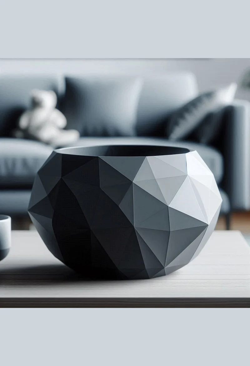 Bol Low Poly en design de pierre fissurée