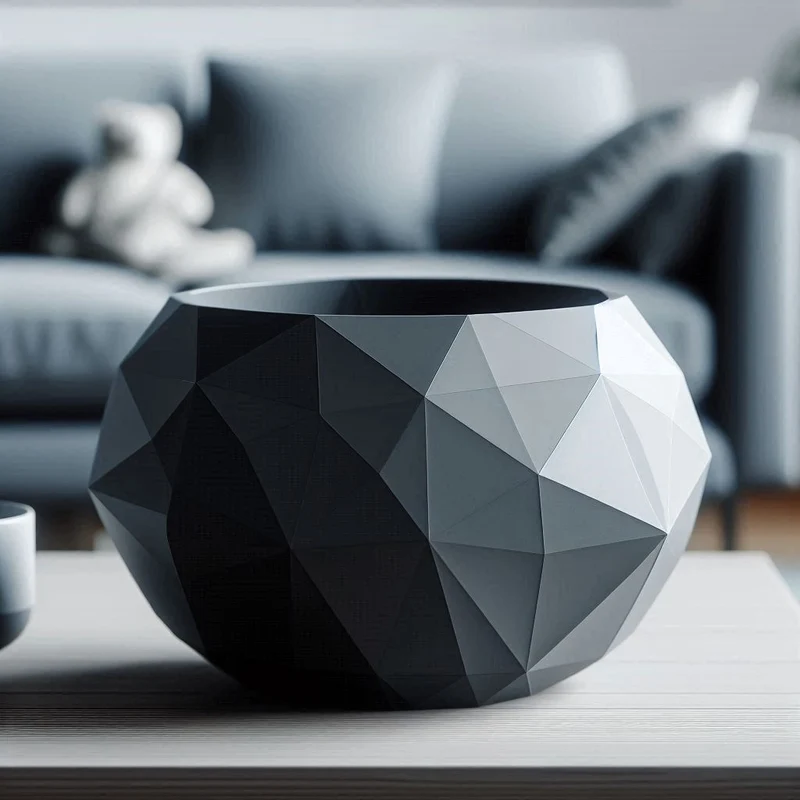 Bol Low Poly en design de pierre fissurée