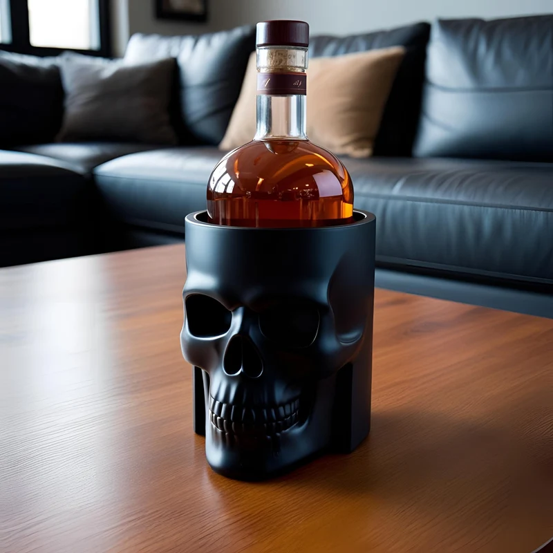 Porte-bouteille et refroidisseur à whisky en forme de crâne