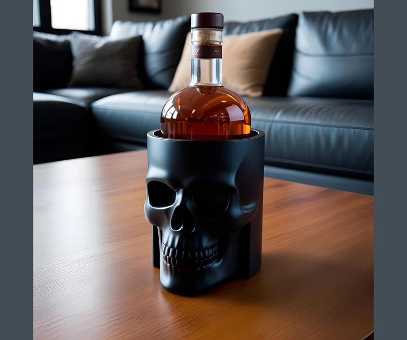 Porte-bouteille et refroidisseur à whisky en forme de crâne