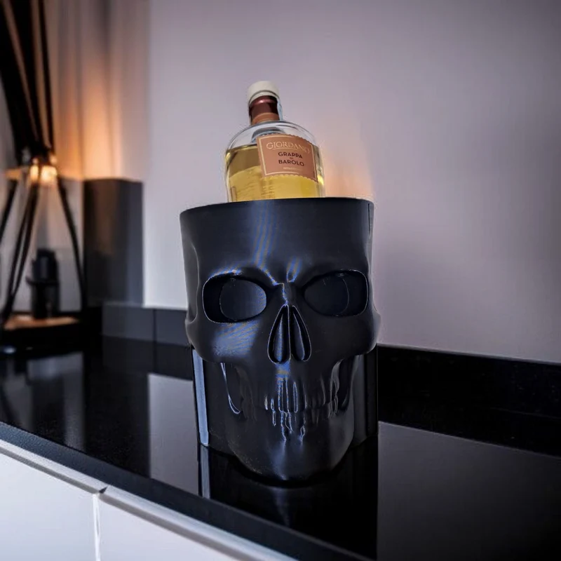 Porte-bouteille et refroidisseur à whisky en forme de crâne