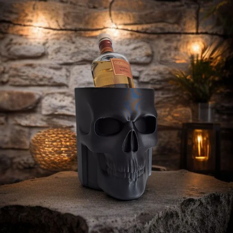 Porte-bouteille et refroidisseur à whisky en forme de crâne