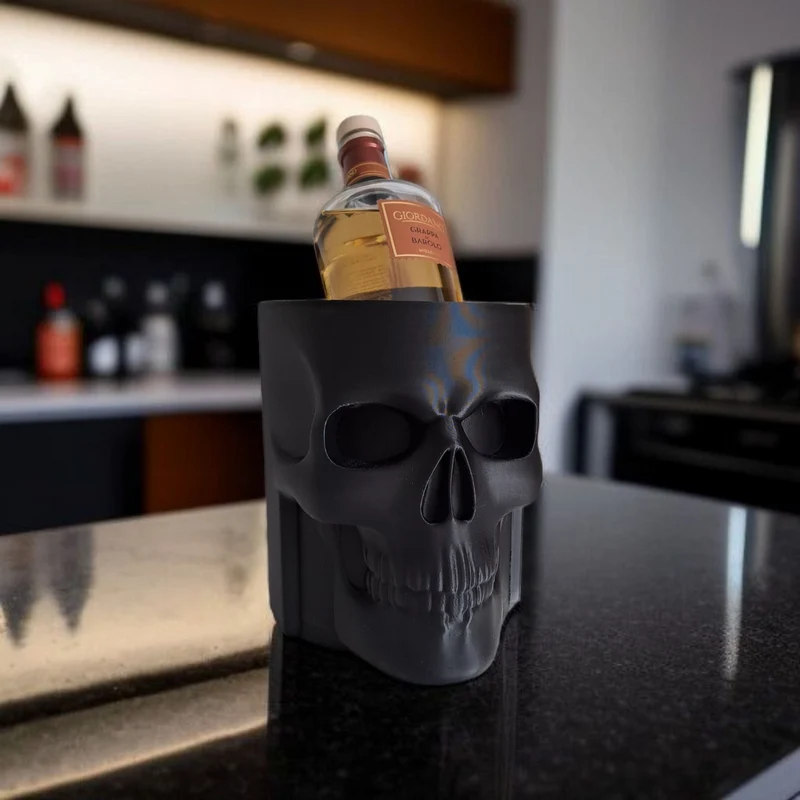 Porte-bouteille et refroidisseur à whisky en forme de crâne