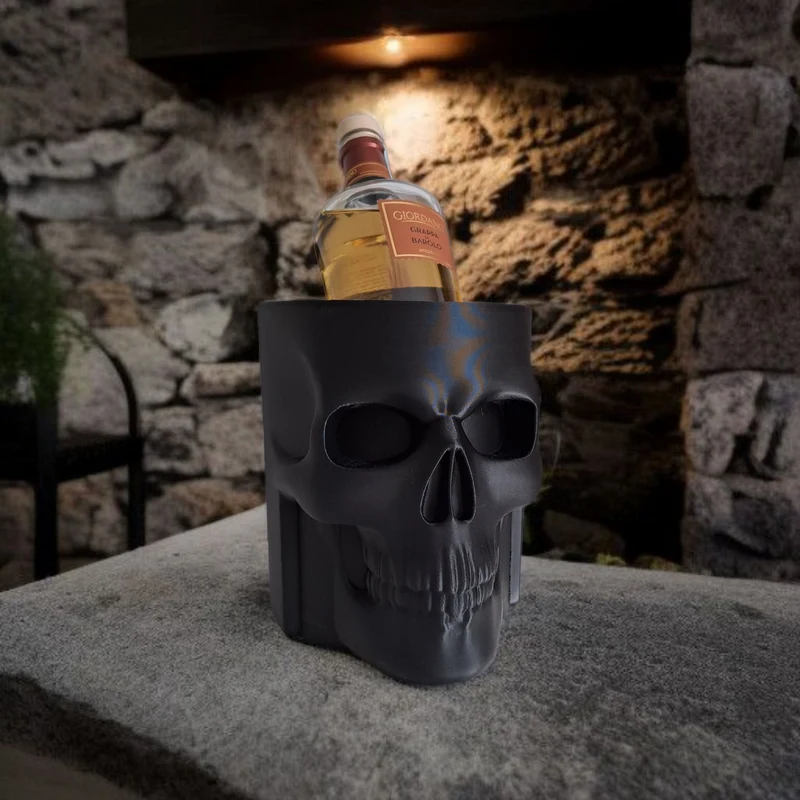 Porte-bouteille et refroidisseur à whisky en forme de crâne