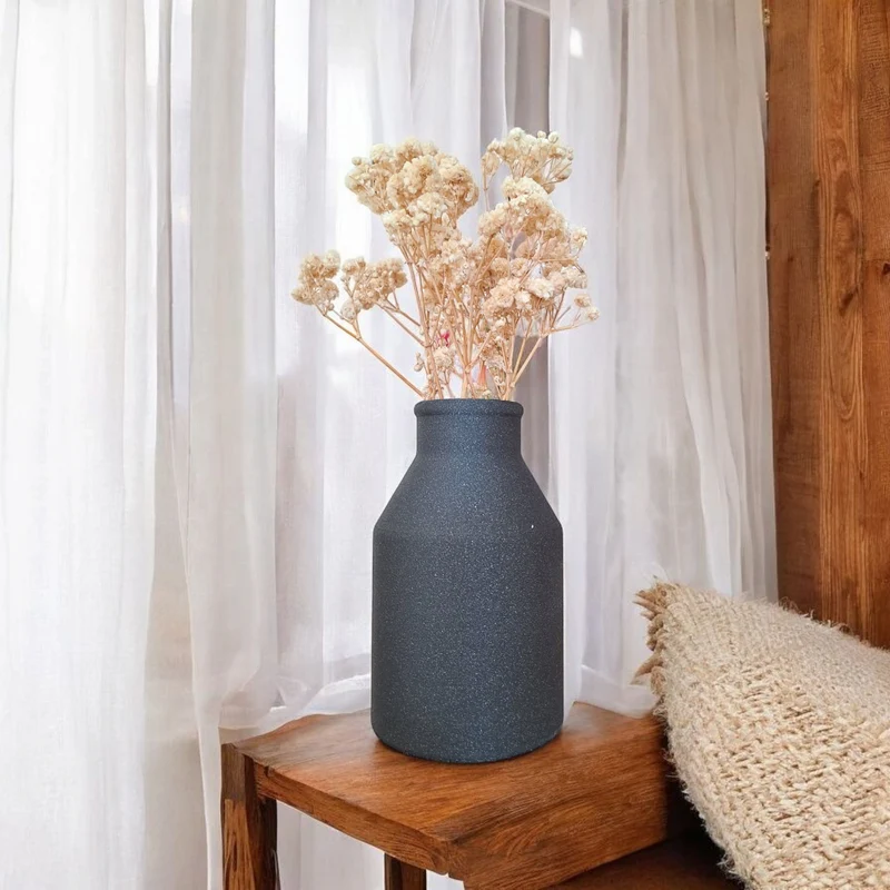 Pot en demi-lune décoratif et vase assorti