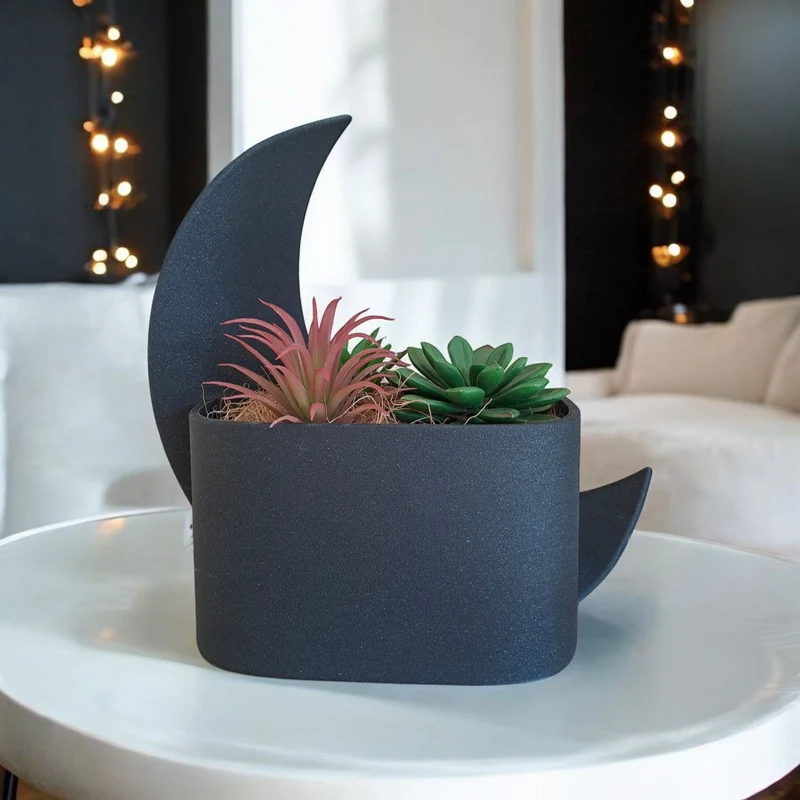 Pot en demi-lune décoratif et vase assorti