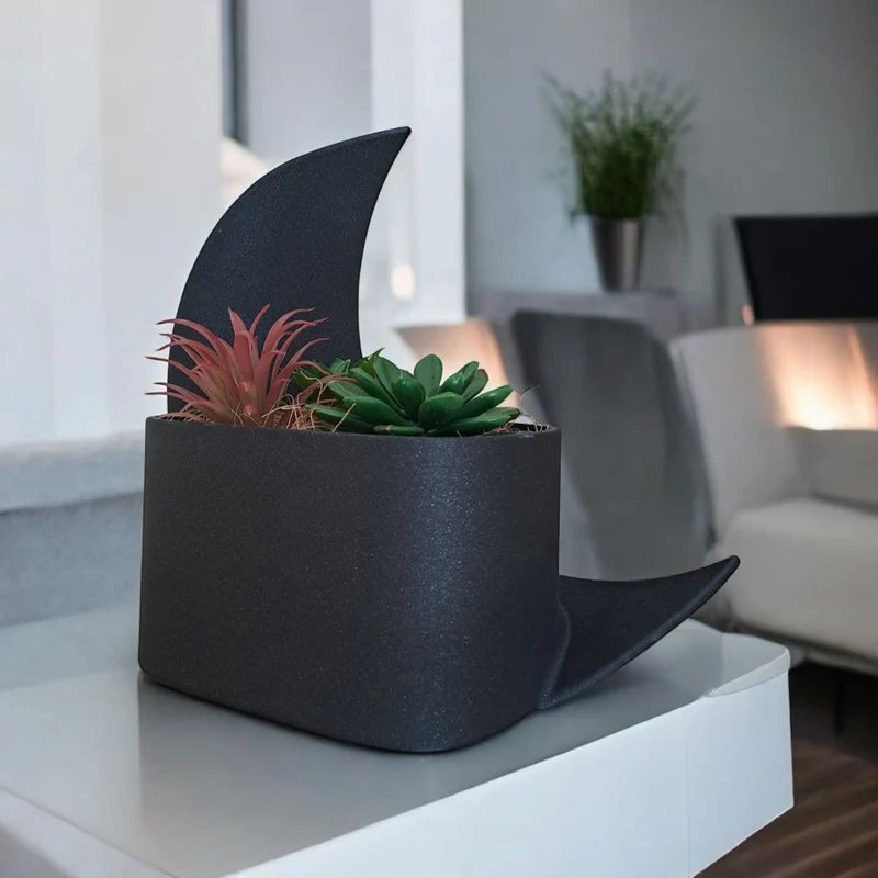Pot en demi-lune décoratif et vase assorti