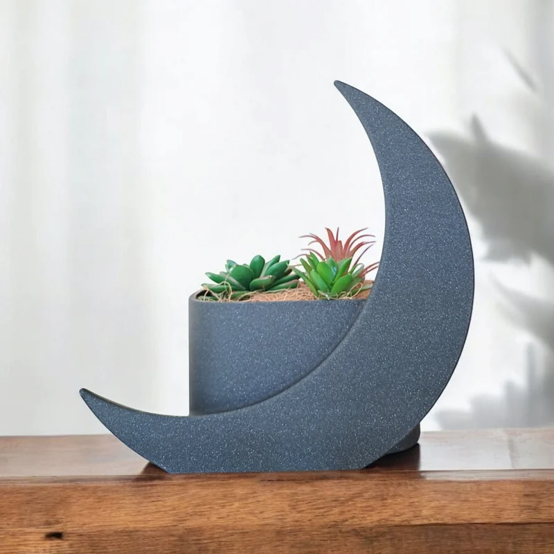 Pot en demi-lune décoratif et vase assorti