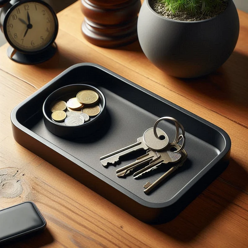 Plateau à clés pratique avec porte-monnaie pour l'entrée