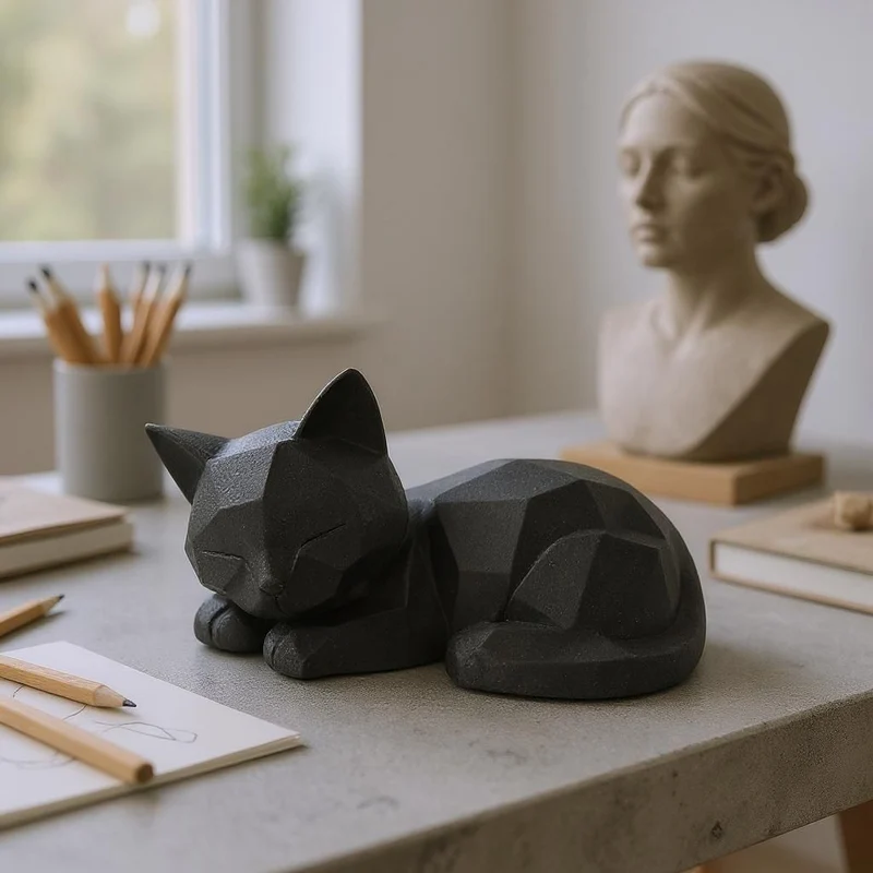 Mignon chat endormi en design Low-Poly