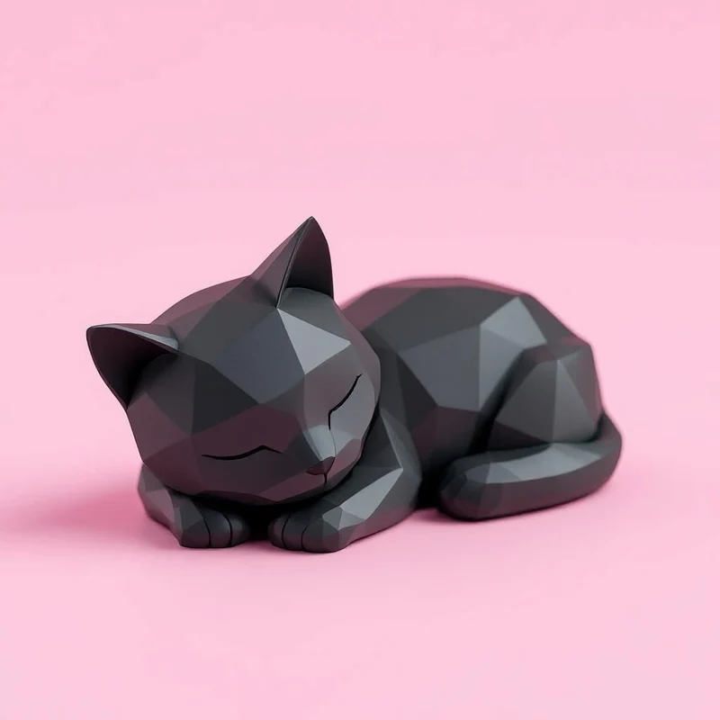 Mignon chat endormi en design Low-Poly