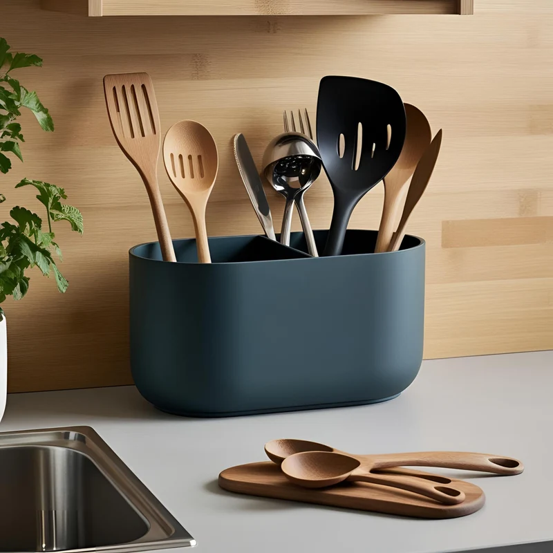 Porte-ustensiles de cuisine moderne avec deux compartiments