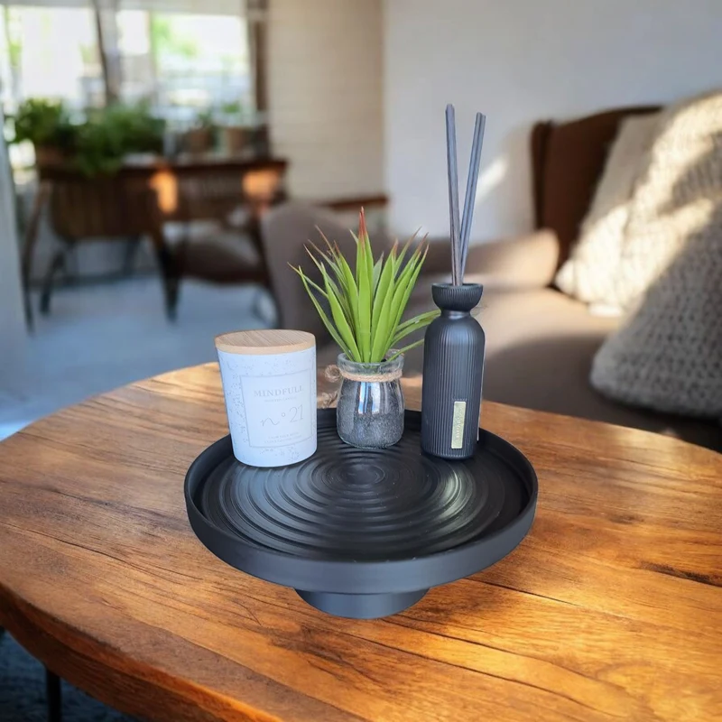 Plateau Swirl décoratif avec support assorti