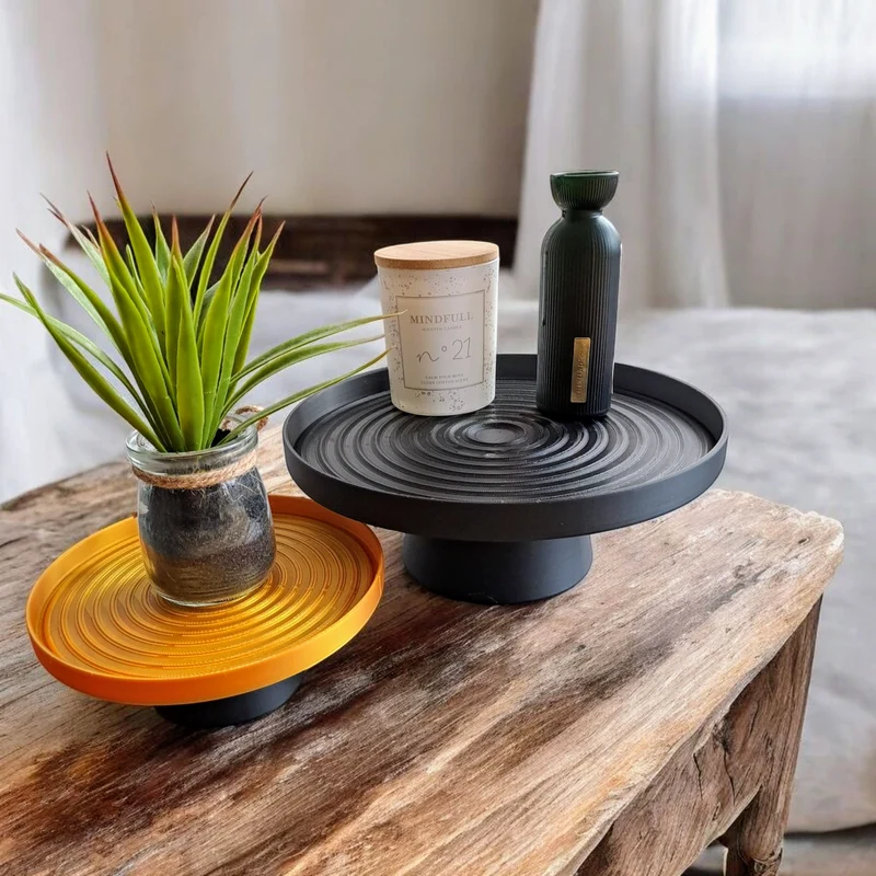 Plateau Swirl décoratif avec support assorti