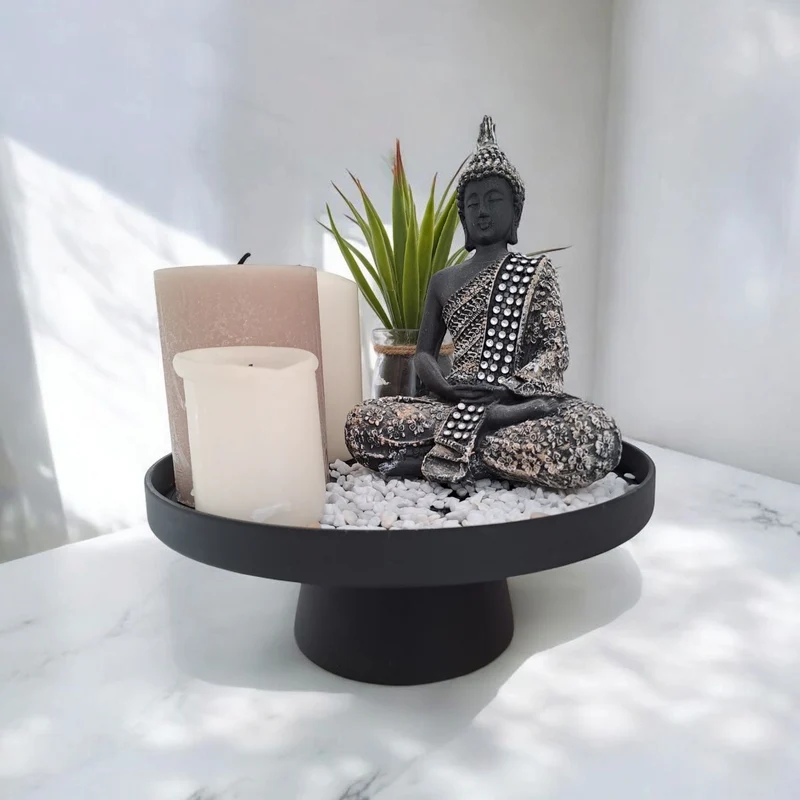 Plateau Swirl décoratif avec support assorti