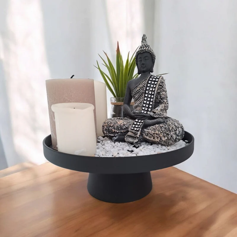 Plateau Swirl décoratif avec support assorti