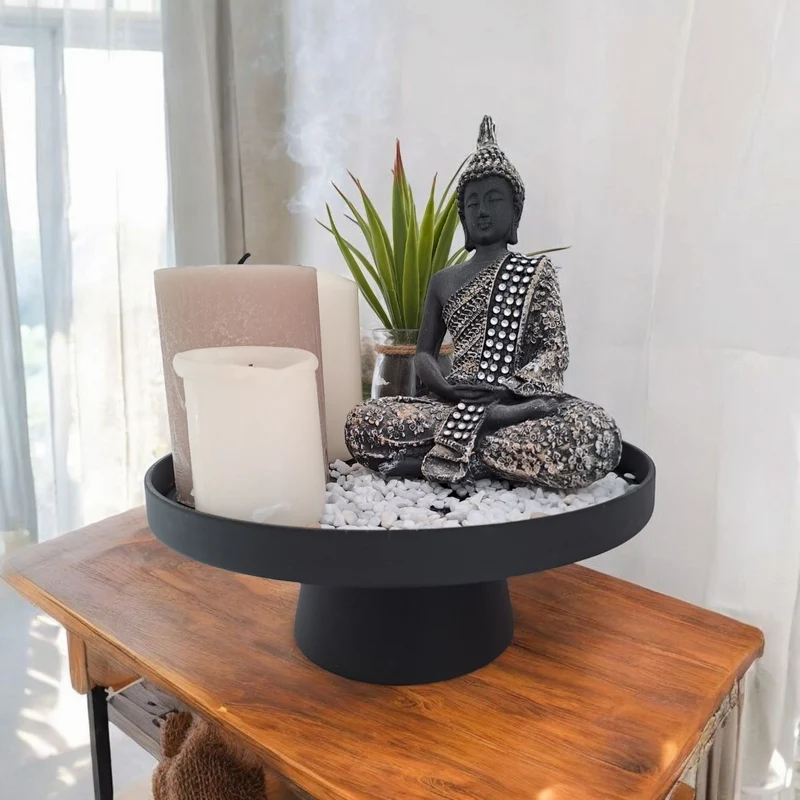 Plateau Swirl décoratif avec support assorti