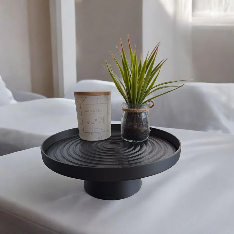 Plateau Swirl décoratif avec support assorti