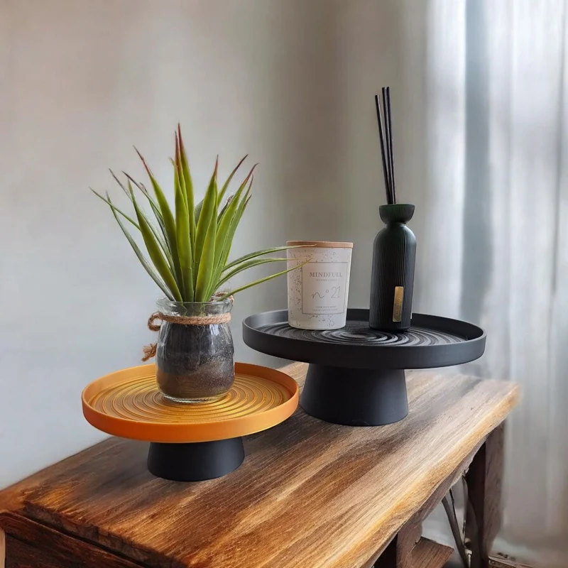 Plateau Swirl décoratif avec support assorti