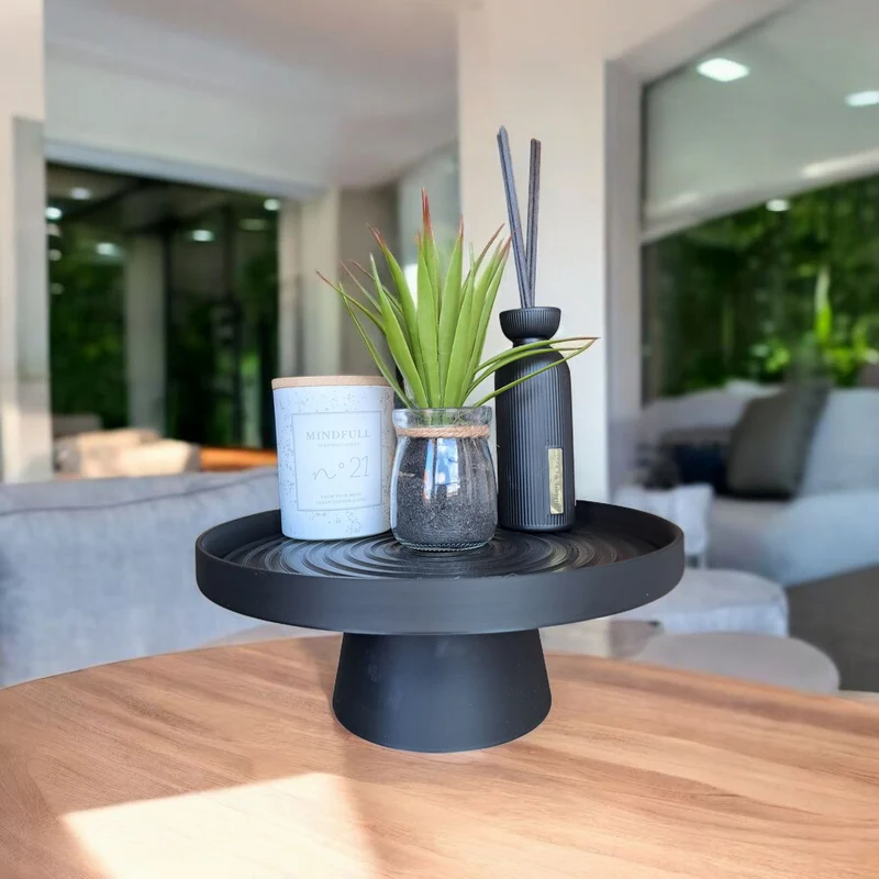 Plateau Swirl décoratif avec support assorti