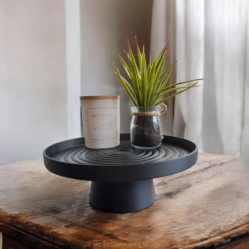 Plateau Swirl décoratif avec support assorti