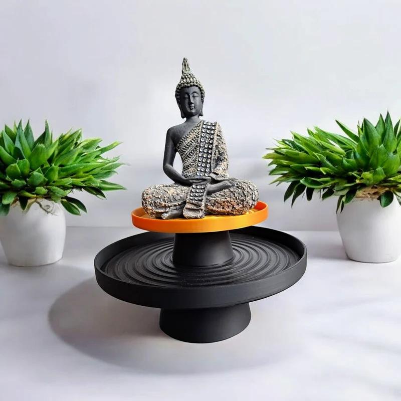 Plateau Swirl décoratif avec support assorti