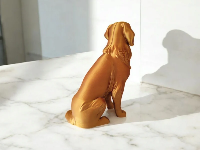 Élégante sculpture de Golden Retriever aspect bronze