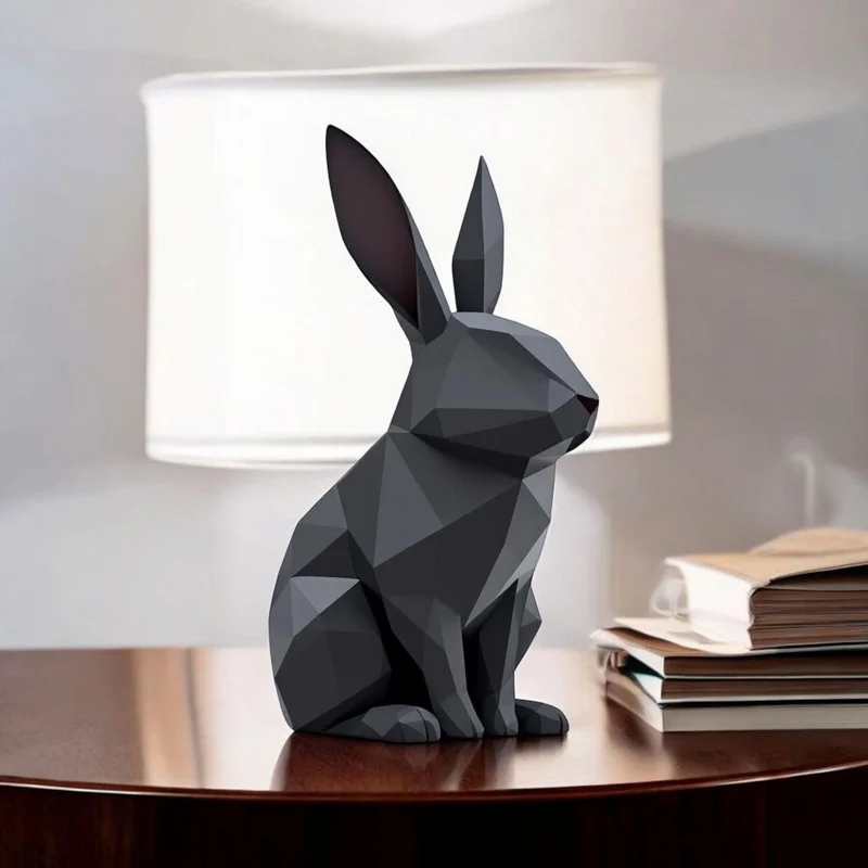 Sculpture de lapin minimaliste en low poly