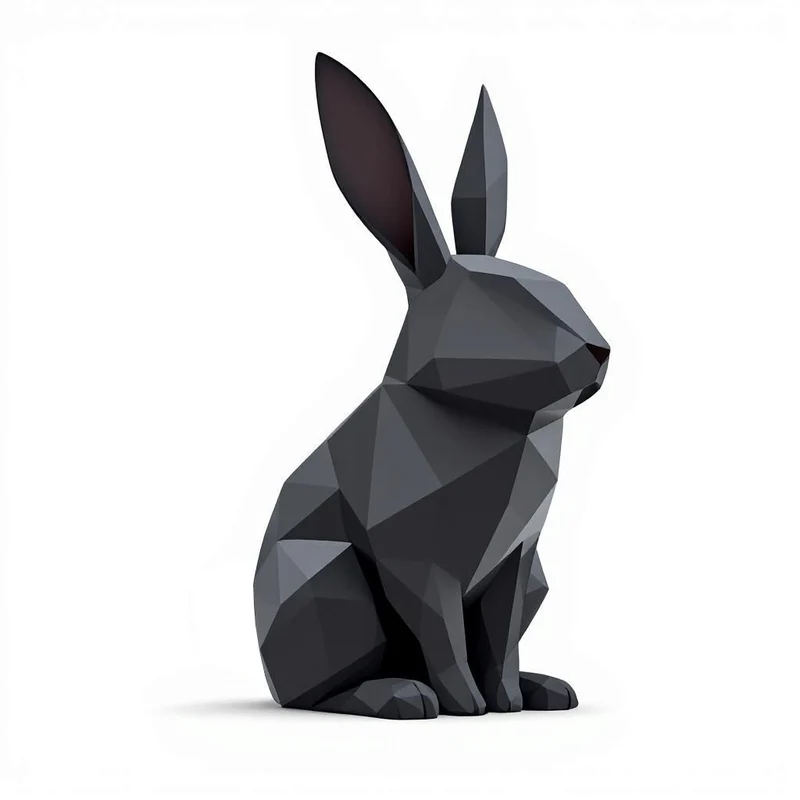 Sculpture de lapin minimaliste en low poly