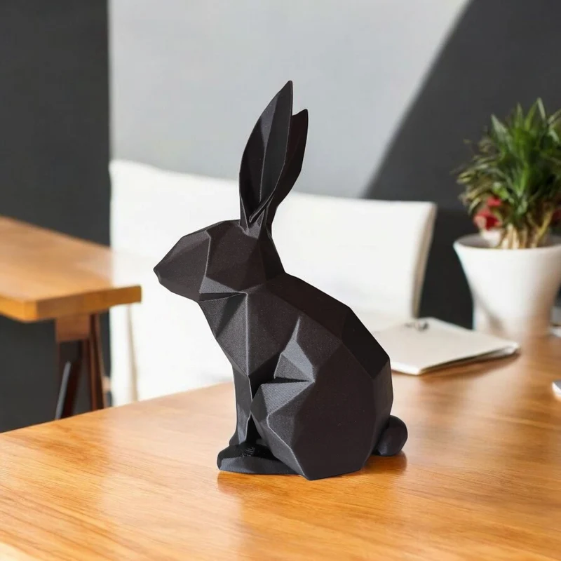 Sculpture de lapin minimaliste en low poly