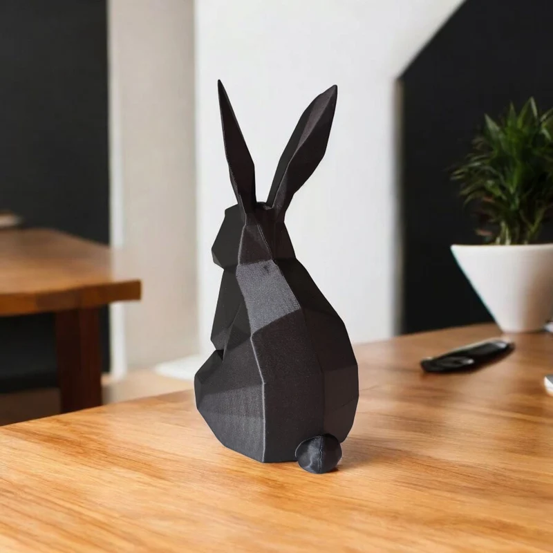 Sculpture de lapin minimaliste en low poly
