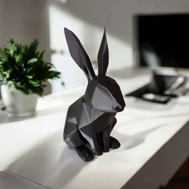 Sculpture de lapin minimaliste en low poly