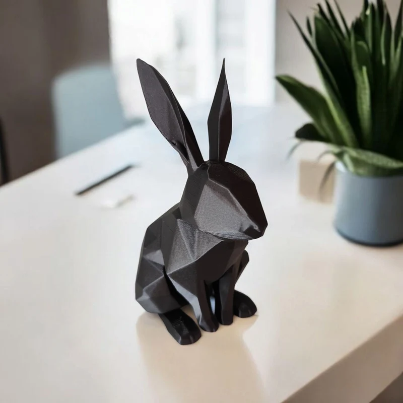 Sculpture de lapin minimaliste en low poly
