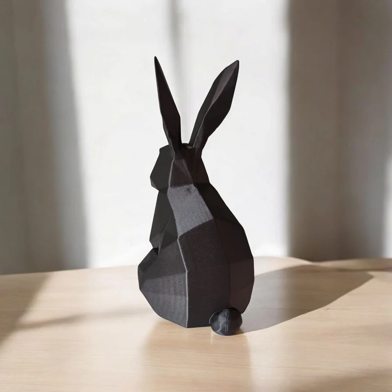 Sculpture de lapin minimaliste en low poly