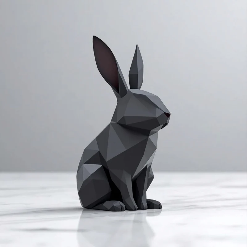 Sculpture de lapin minimaliste en low poly
