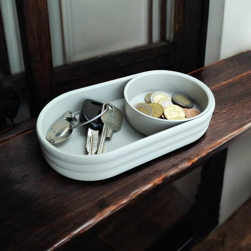 Bac de rangement moderne avec compartiment à pièces coulissant