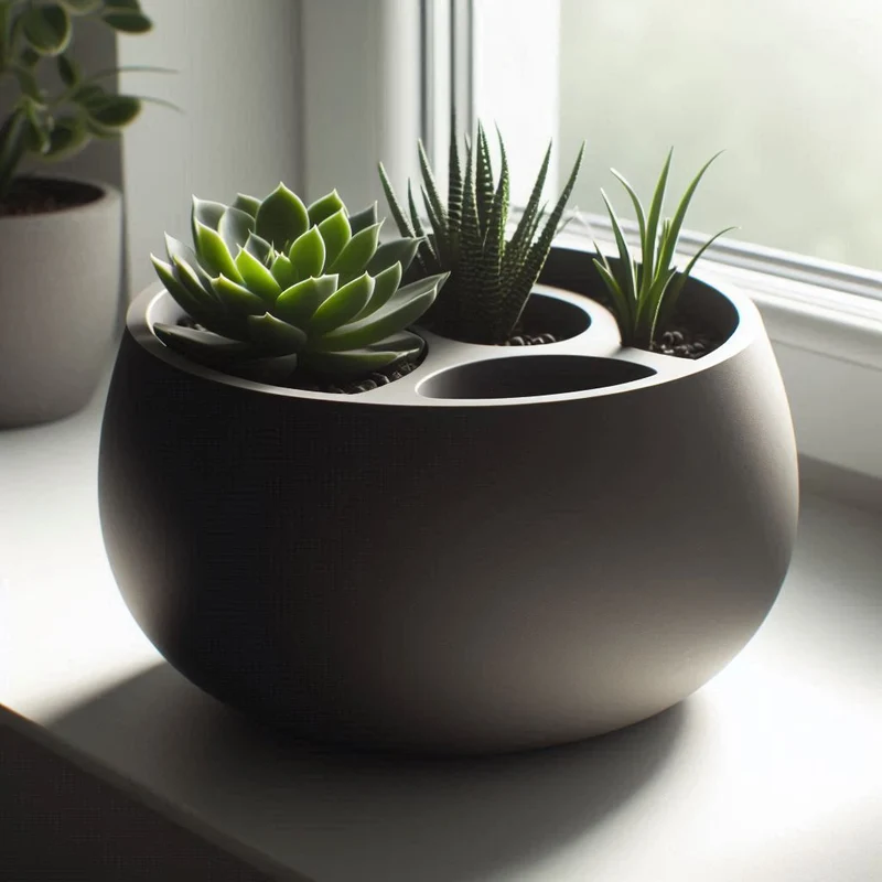 Pot de fleurs auto-arrosant rond pour usage intérieur