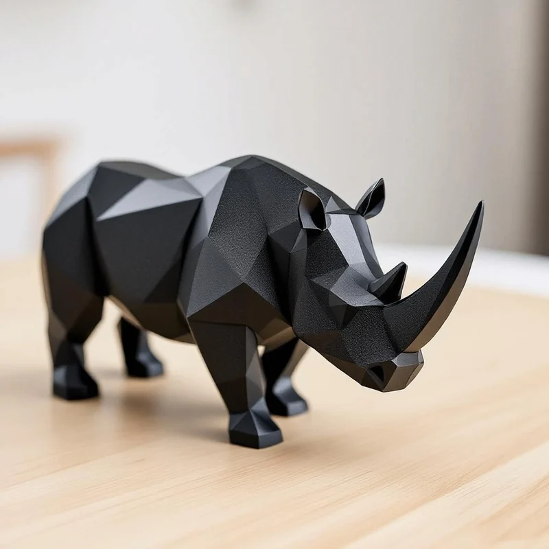 Sculpture de rhinocéros géométrique moderne pour la maison