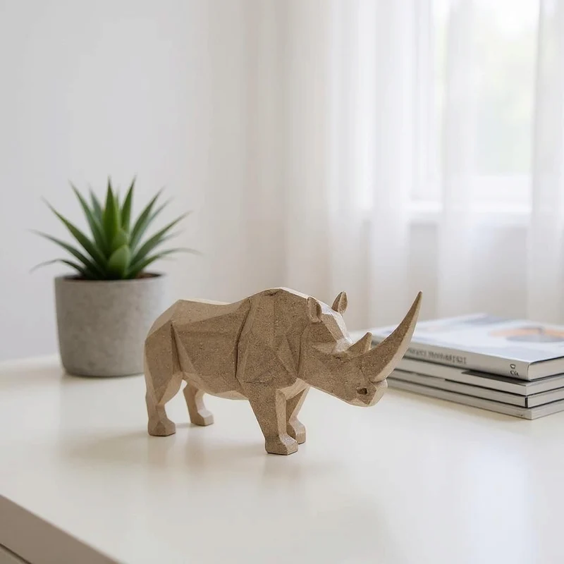 Sculpture de rhinocéros géométrique moderne pour la maison